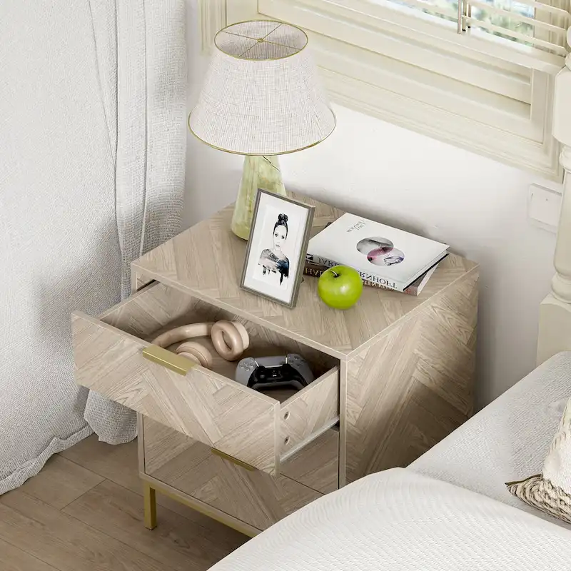 Anmytek Modern 3 Drawer Wood Grain Nightstand Bedside Table with Storage for Bedroom Living Room
