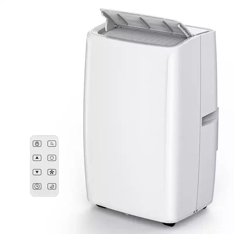 14,000 BTU Portable AC Unit Multi-Functional Cooling Dehumidifier Fan Automatic Dehumidification LED Touch Panel Remote Window Vent Kit