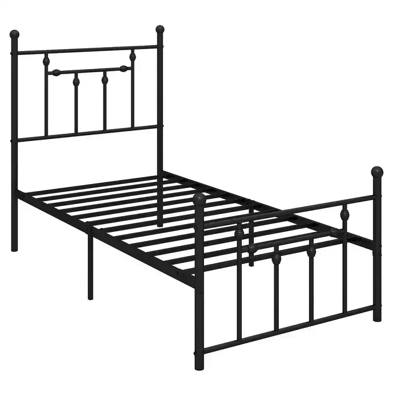 Costway Twin/Full/Queen Size Metal Bed Frame with Headboard Under-bed Storage Mattress Foundation