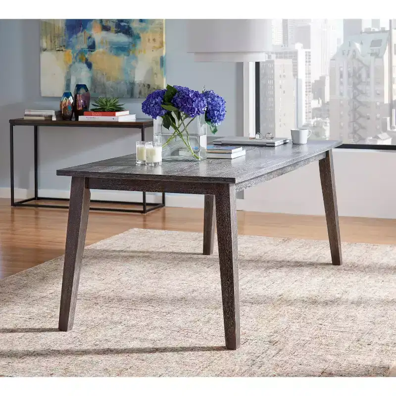 Callie Mid Century Modern Dining Table Gray: Scandinavian Style, Seats Six, MDF Wood, 66