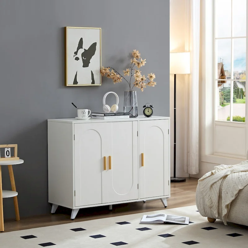 Sideboard Buffet cabinet with 3 doors and removable shelves, for living room, dining room