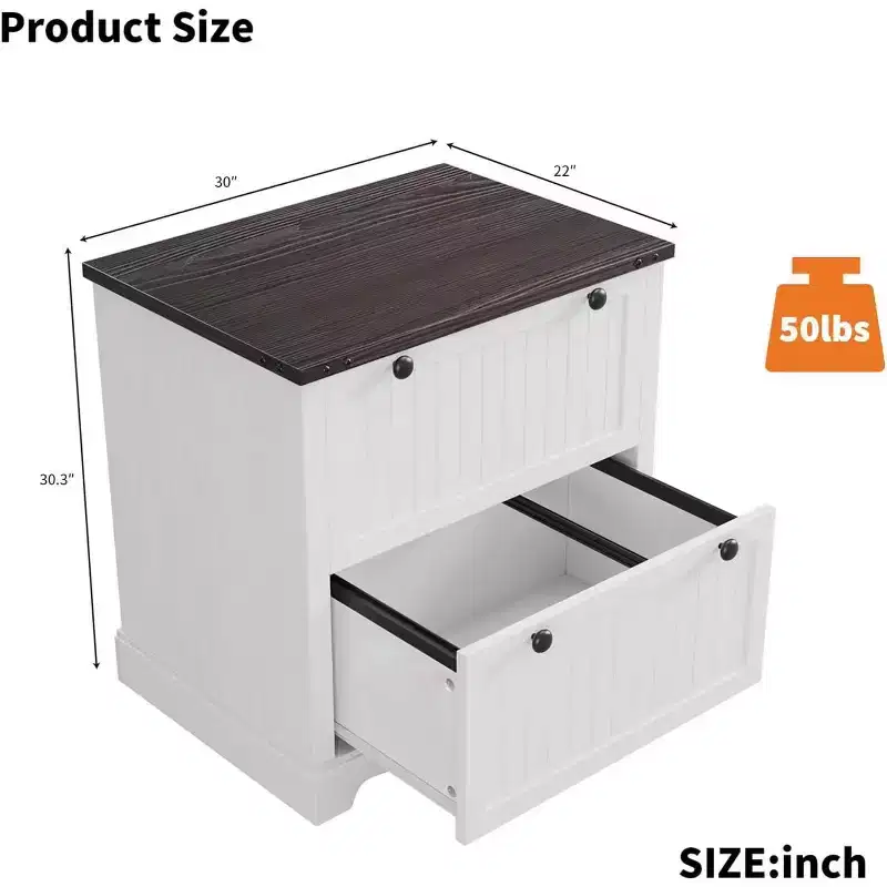 30 Wood 2-Drawer Lateral File Cabinet  Includes Hanging Folders for A4/Letter/Legal Docs, Stylish Storage for Home Office/Living Room