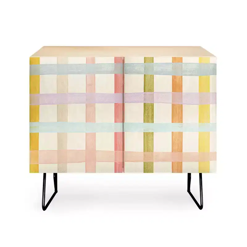 Gigi Rosado Pastel Plaid Credenza - Deny Designs