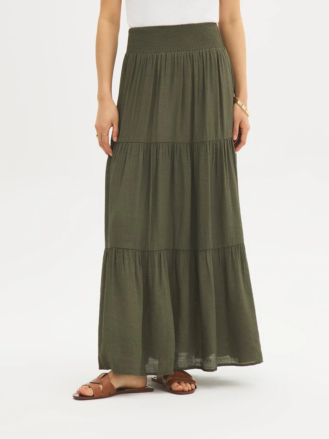 Tiered Smocked Maxi Skirt