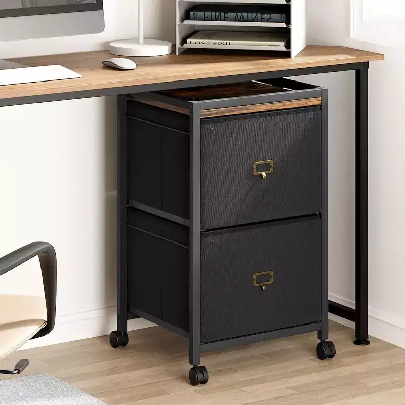 Acekool 2 Drawer Mobile Filing Cabinet, Under Desk File Cabinet with Lockable Wheels, Metal Office Storage Organizer