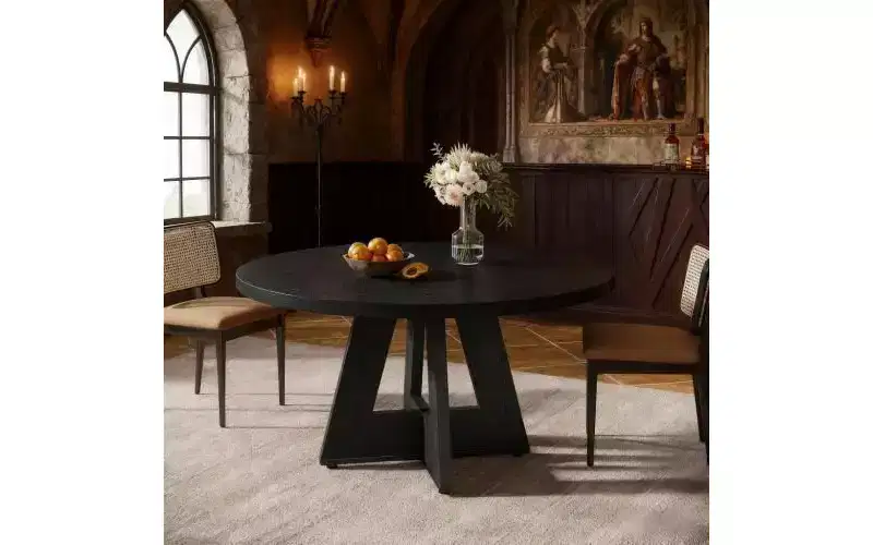 TUYOHW Wood Dining Table with Thickened Tabletop,47 Round Kitchen Table for 4-6,Spacious & Multifunctional Table for Dining Room,Living Room