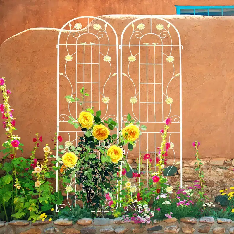 MAYEERTY 2 Pack 86.7 x 19.7 Green Rustproof Metal Garden Trellis for Climbing Plants