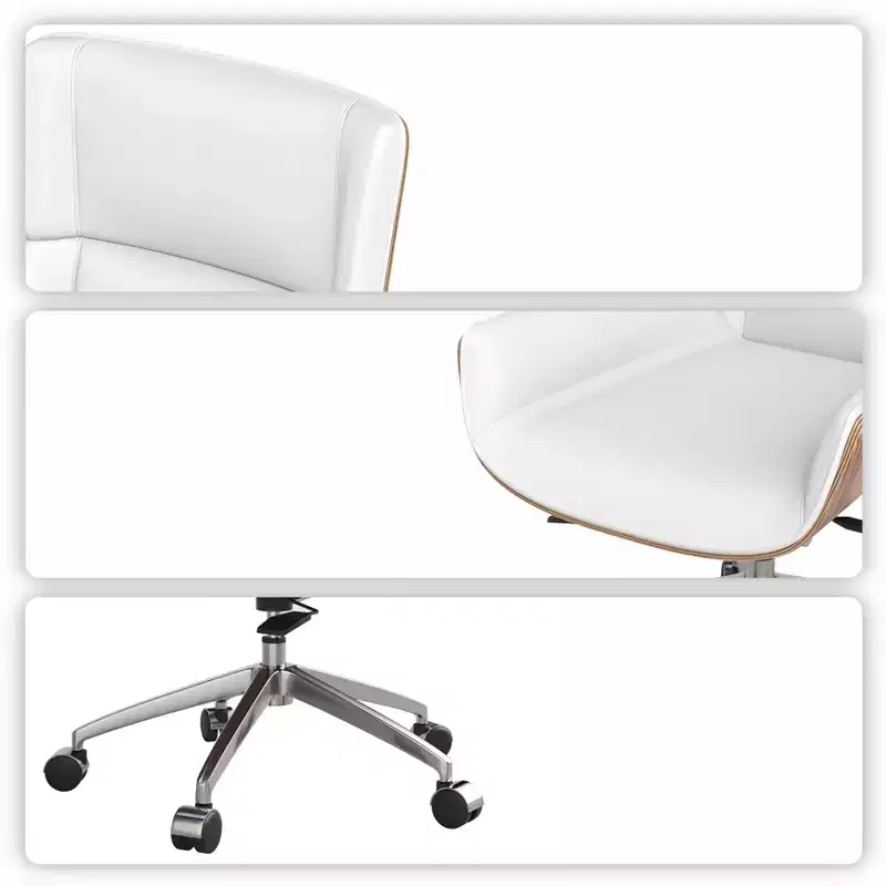 Tree City- High Back Executive Office Chair with Walnut Bent Wood Back and Faux Leather Seat  Swivel & Rolling Base