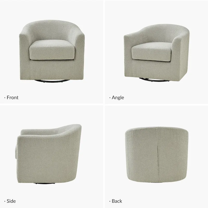 Rita Modern Ergonomic Boucle Upholstered Swivel Barrel Chair Set of 2 by HULALA HOME