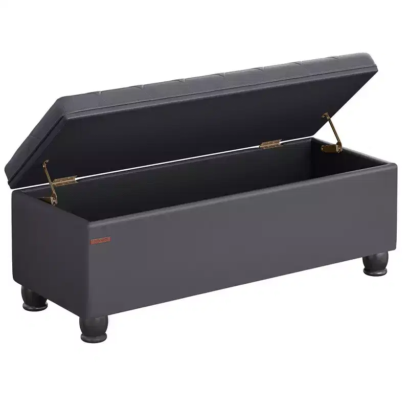 SONGMICS Storage Ottoman, Storage Bench, Tufted Entryway Bedroom Bench, 17.7 x 46.5 x 17.7 Inches