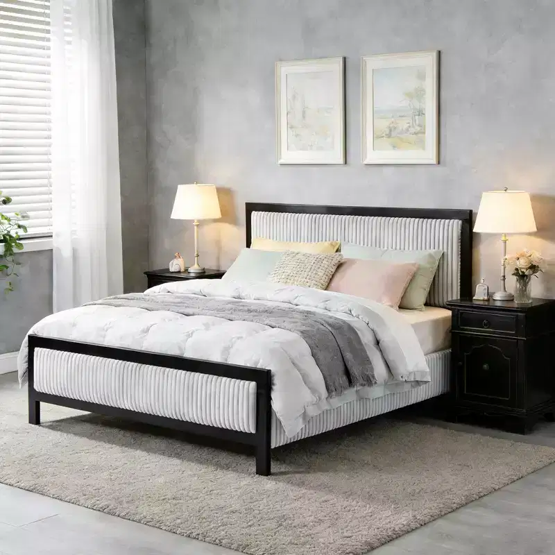 Christopher Knight Home Verve Contemporary Upholstered Rubberwood Platform Bed with Headboard