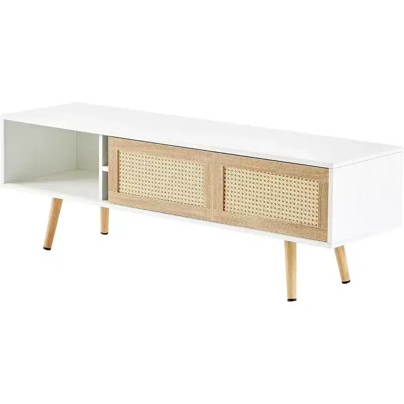 Acekool Modern TV Stand for Living Room, Adjustable Shelves, Sturdy Wood Table Legs, Entertainment Center for TVs, Easy Assembly
