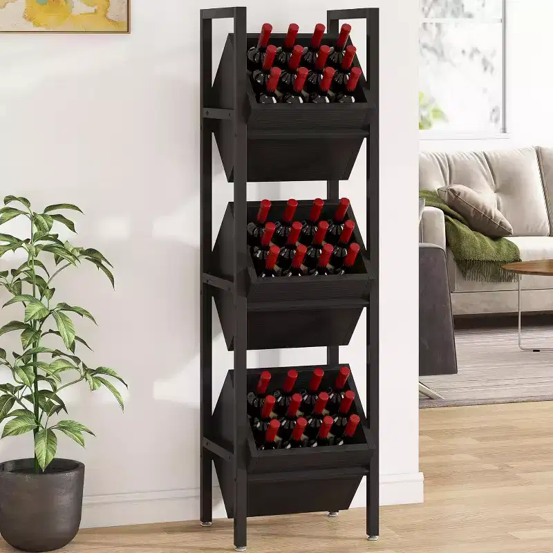 3 Tier Vertical Wood Bin Shelves
