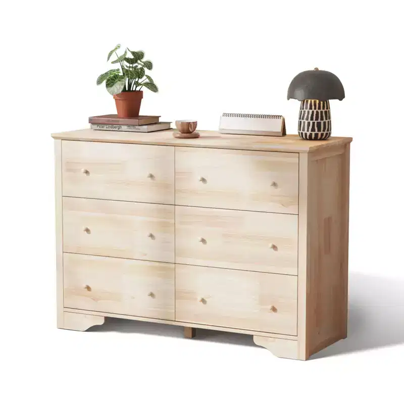 6-Drawer Natural MDF (Medium-Density Fiberboard) 47.24in. W Chest of Drawer