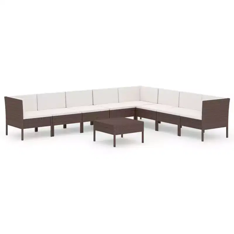 vidaXL Garden Lounge Set Patio Sectional Sofa Couch Outdoor Poly Rattan Brown