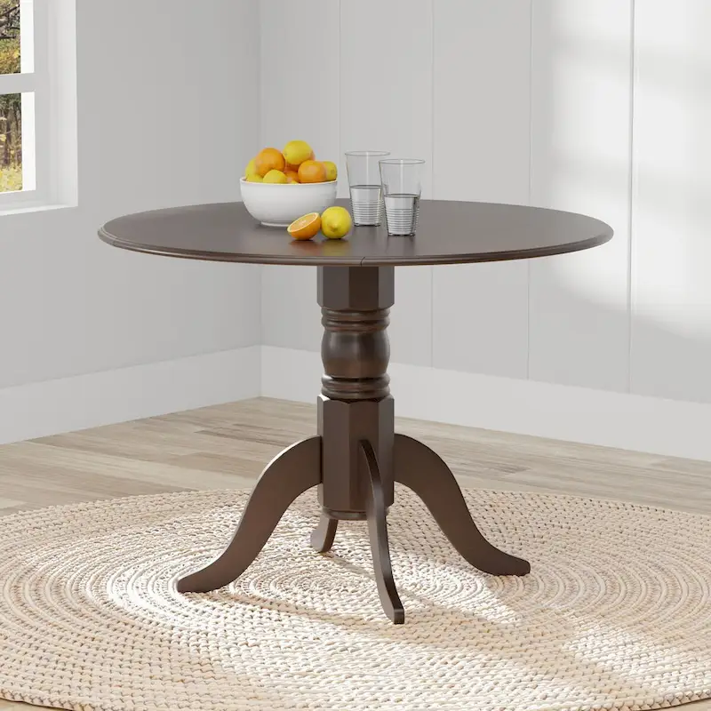 3-Piece Dining Set, 42 Round Drop-Leaf Table and Cross Back Chairs