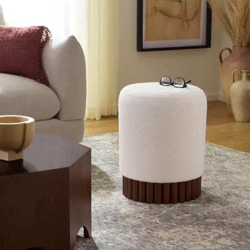 Cerna Ottoman - OTT3402 - Off White/Dark Brown - Safavieh