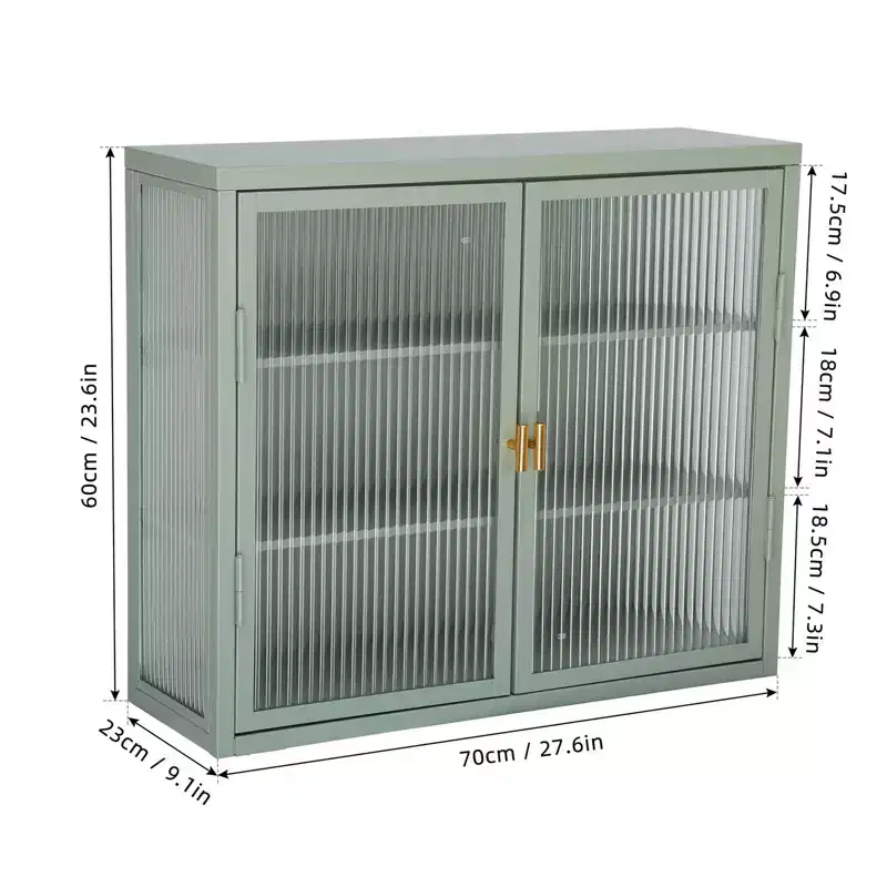Double Glass Door Wall Cabinet Storage Cabinets with Enough Storage Space, Doors Detachable Shelves Wall Cabinet Practical Tool Storage Chest