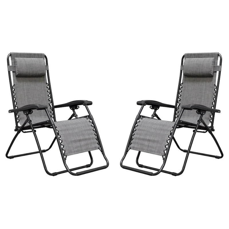 Caravan Canopy Infinity Zero Gravity Steel Frame Patio Deck Chair, Grey (Pair) - 22