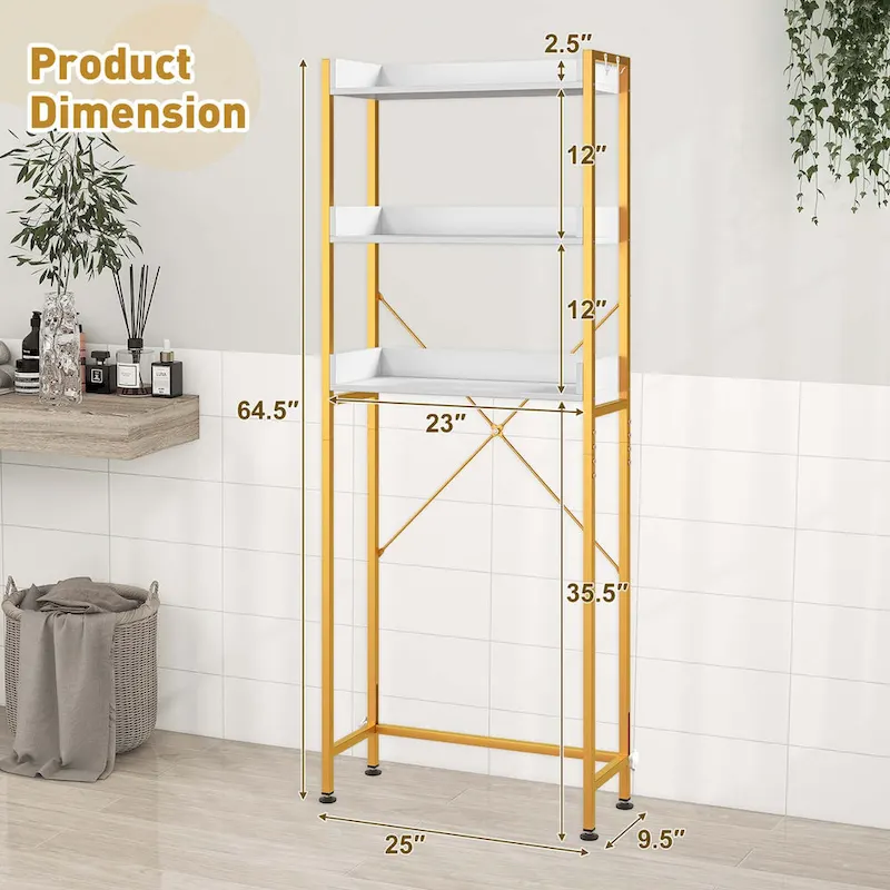 Costway 3-Tier Over-The-Toilet Bathroom Shelf Metal Frame Space Saver - See Details