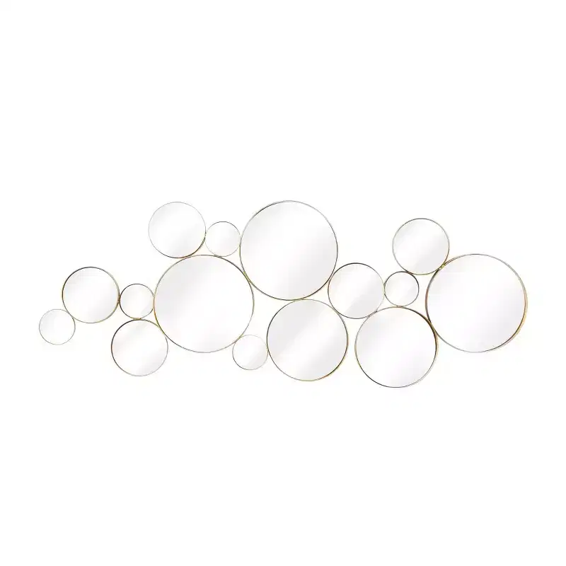 CosmoLiving by Cosmopolitan Modern Metal Iron Wall Mirror Gold : Decorative Round Entryway Mirror