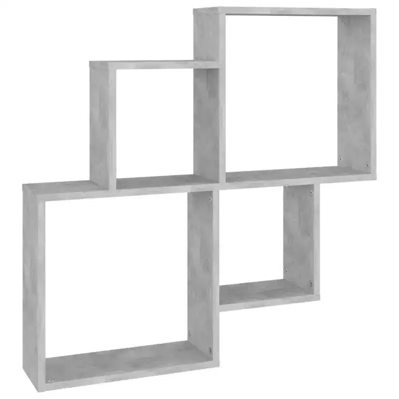 Wall Cube Shelf, Concrete Grey Engineered Wood, 4 Compartments, 88 lb, 31.5x30.9