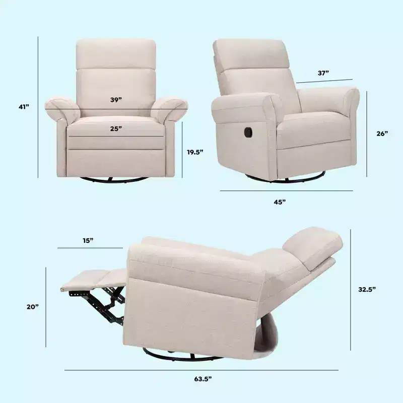 Recliner and Swivel Glider with Adjustable Headrest and Armrests
