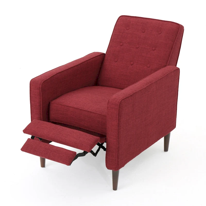 Mervynn Mid-Century Modern Button Tufted Fabric Recliner by Christopher Knight Home