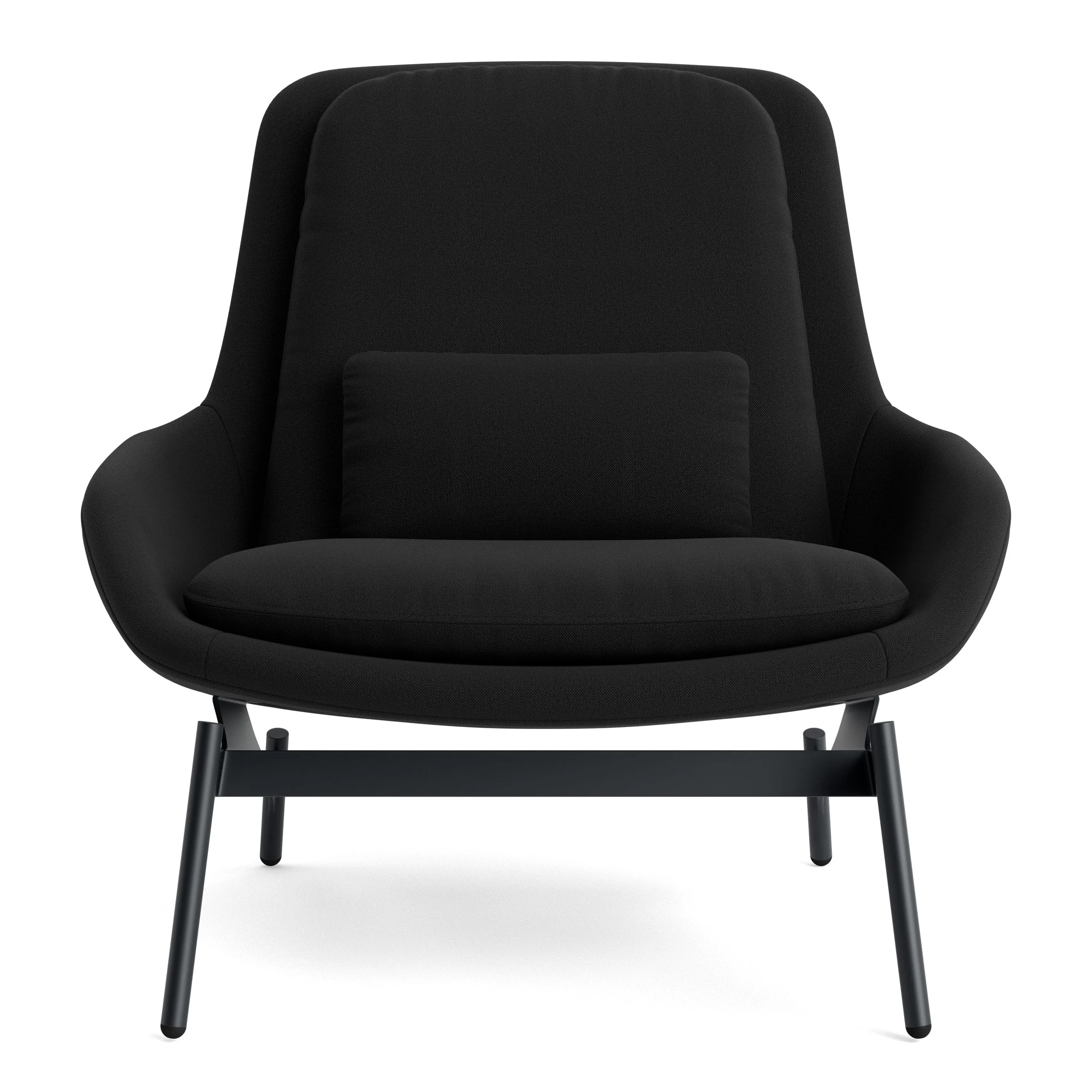 Modern Fabric Lounge Chair with High Back & Steel Base for Living Room