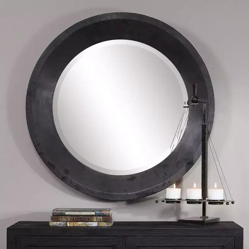 Uttermost Frazier Dark Gray 40 Round Oversized Wall Mirror
