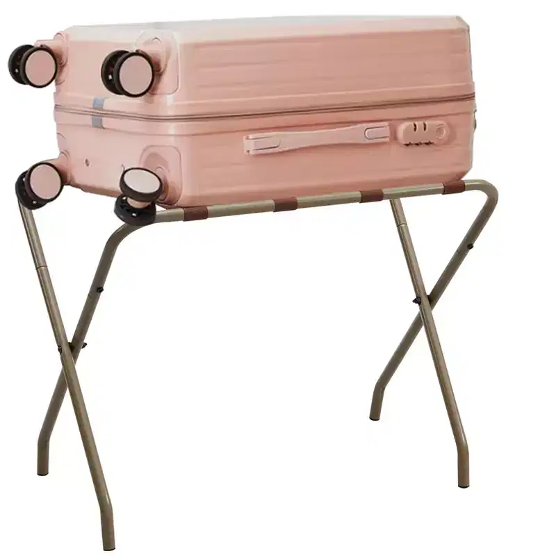 Folding Luggage Rack, Stylish Suitcase Stand, Gold