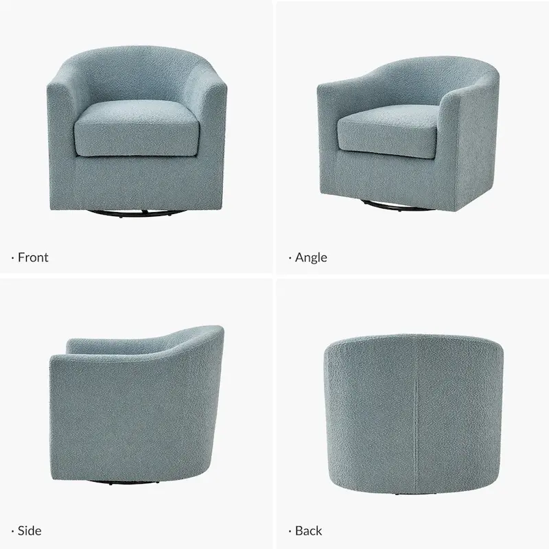 Rita Modern Ergonomic Boucle Upholstered Swivel Barrel Chair Set of 2 by HULALA HOME