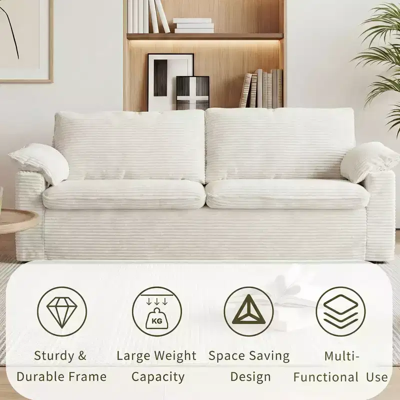 Dyonery 86 Cloud Loveseat Sofa, Deep Seat & Wide Armrest Pillows, Sturdy Frame, Breathable Ergonomic Design