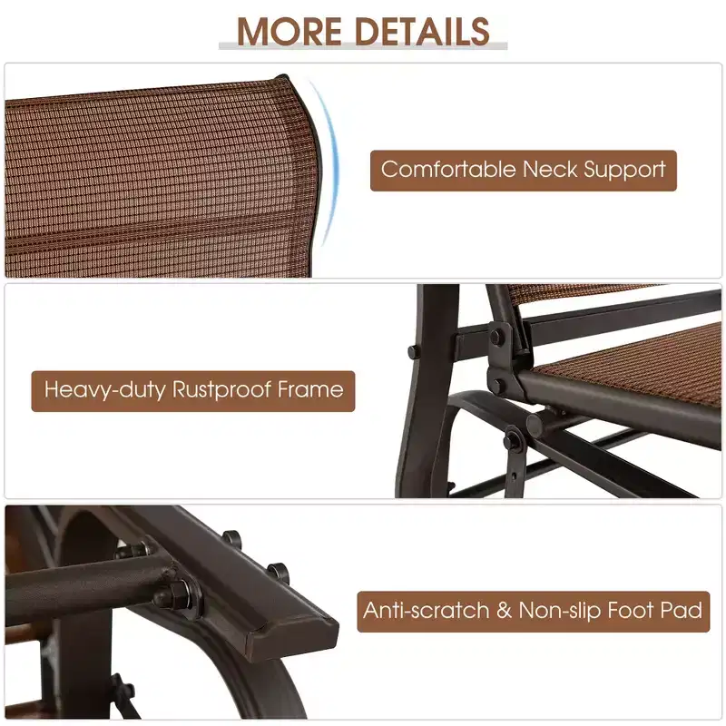 Costway 2-Person Patio Swing Glider Bench Loveseat Rocking Chair High Back Deck