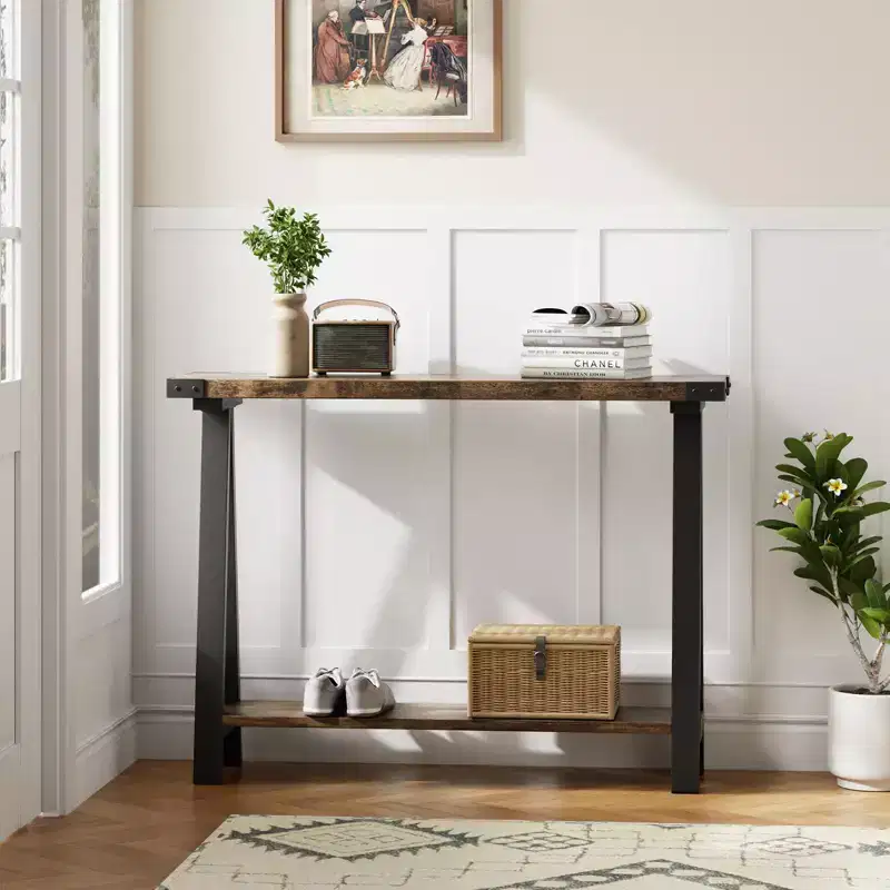Console Table for Entryway, 2-Tier Entry Table with Storage, 43.3 Narrow Console Tables for Living Room, Small Hallway Table, Side Accent Table