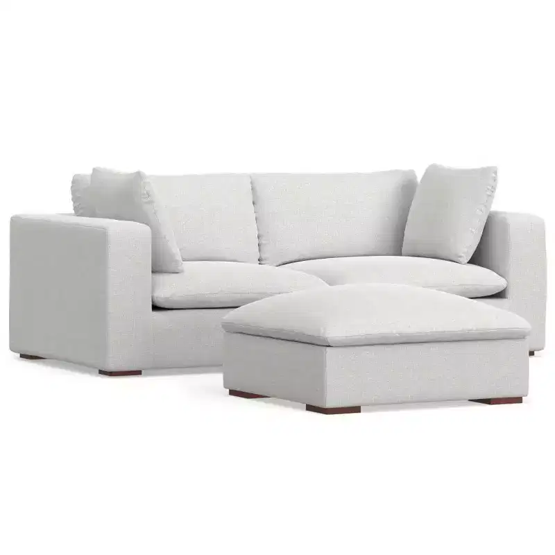 WyndenHall Marlee 2 Seater Sofa and Ottoman Cloud Gray