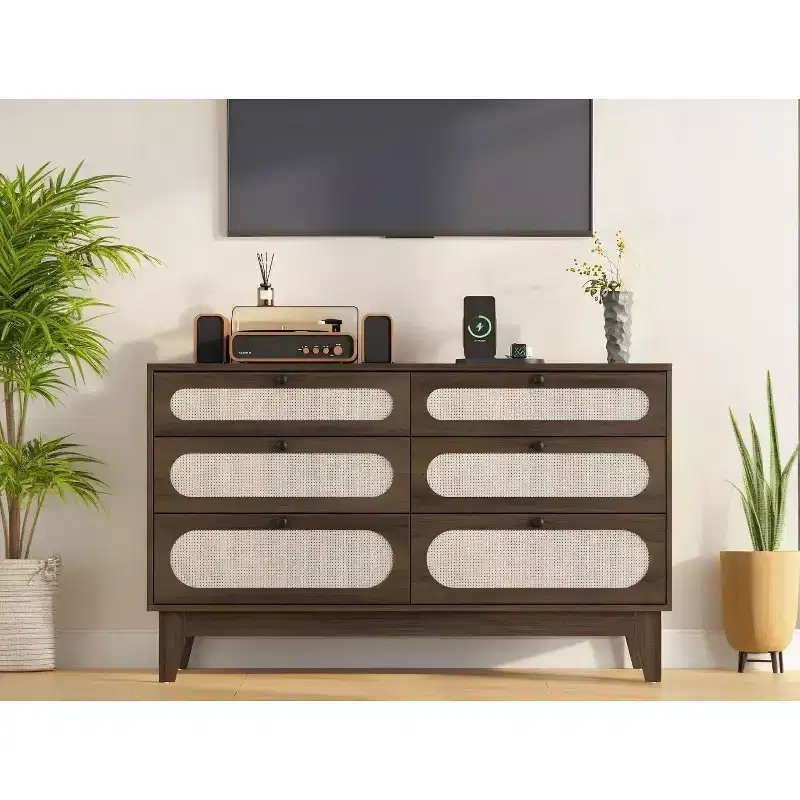 Different Drawer Dresser for Bedroom,Natural Modern Closet Dresser with Wooden Handles and Wooden Legs, Equipped with Anti-Tip Kits