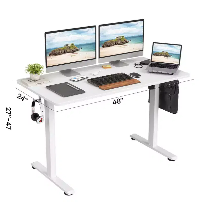 48x24 White Electric Standing Desk - Splice Board, Electric Height Adjustment