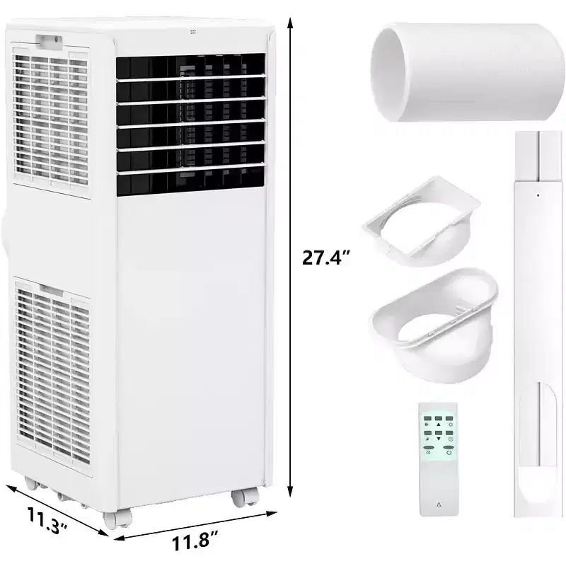 8K BTU Portable Air Conditioner - 3-in-1 Cooling, Dehumidifier & Fan for 350 Sq Ft with Sleep Mode & 1-Year Warranty