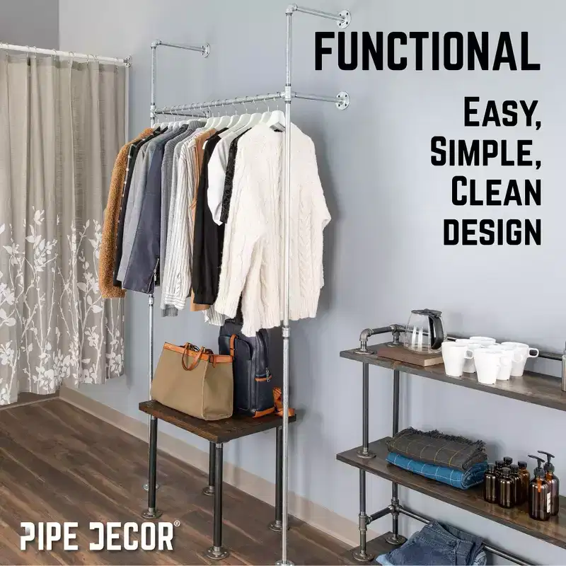 41 in. Galvanized Wall Mounted Clothing Rack