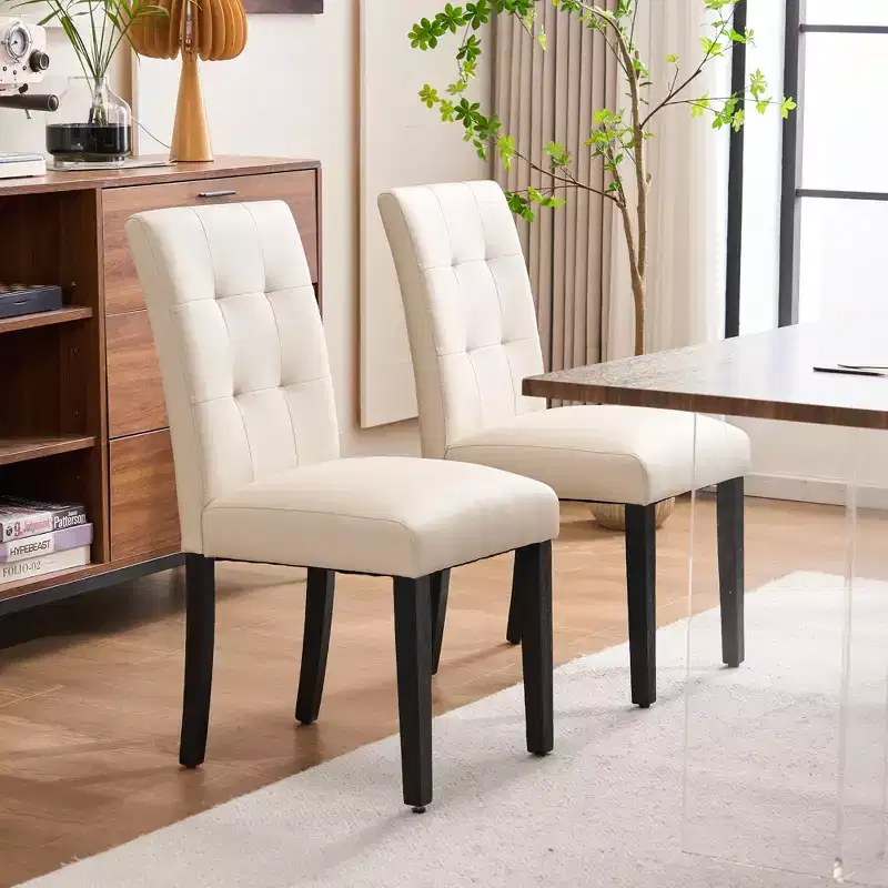 FERPIT Faux Leather Tufted Upholstered Dining Chairs Set of 2