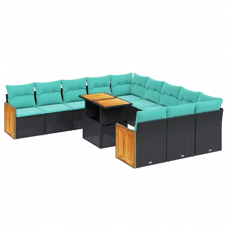 vidaXL 11 Piece Patio Sofa Set with Cushions Gray Poly Rattan
