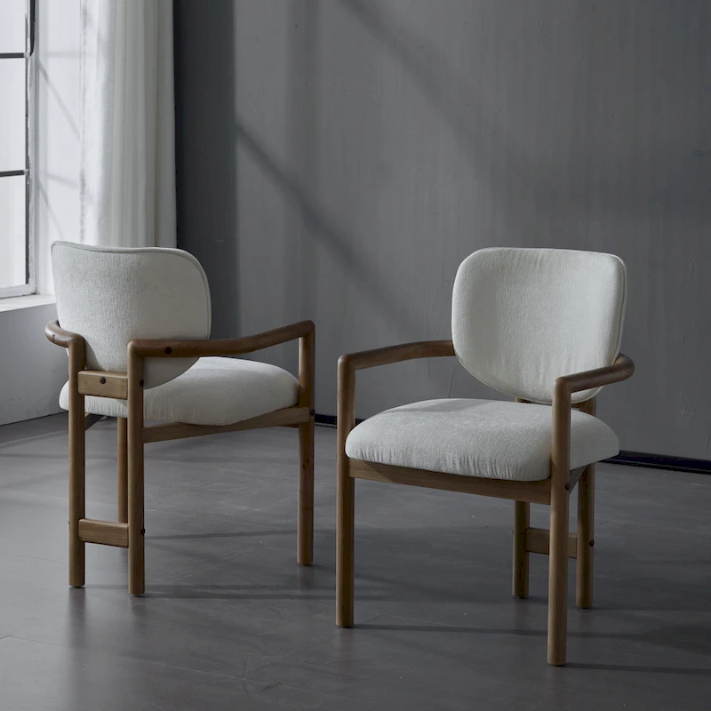 Upholstered Dining Chairs Set of 2, Side Chairs with Rubber Wood Legs, 300 LBS Weight Capacity