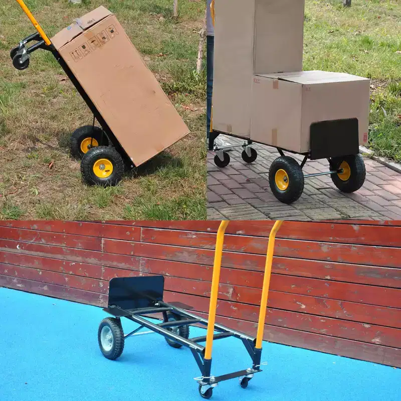 2-in-1 Industrial Flatbed Cart, Heavy Duty Dolly with Telescoping Handle and Swivel Locking Wheels