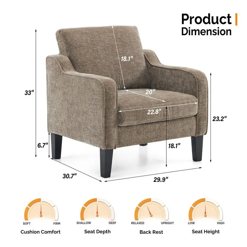Mid-Century Modern Accent Chair, Single Seat – Multi-Color Options