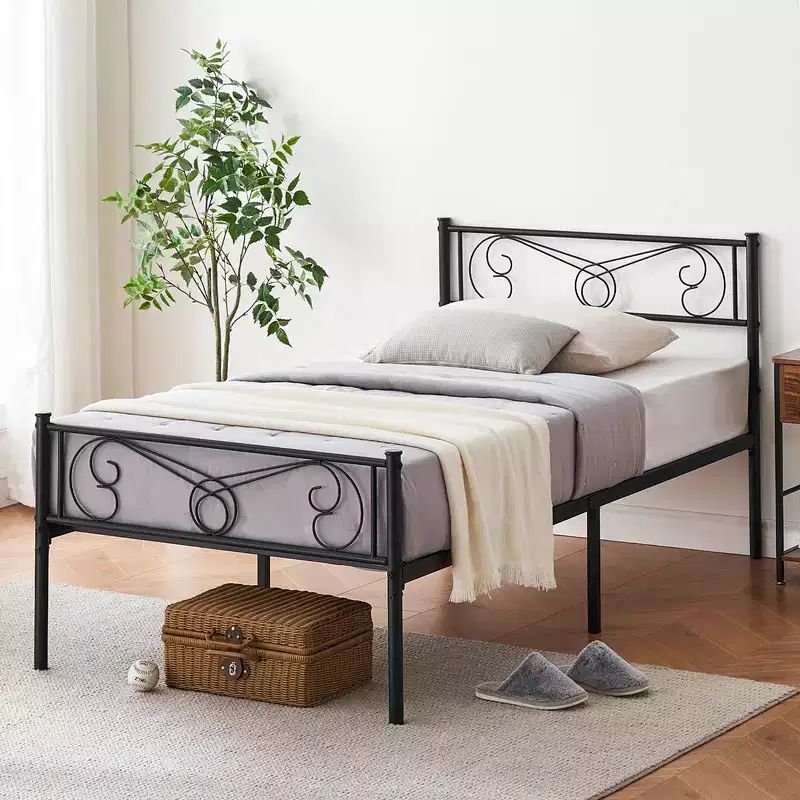 Twin Size Metal Bed Frame for Kids, Twin Bed Frames with Headboard and Footboard, Steel Slats Support, No Box Spring Needed
