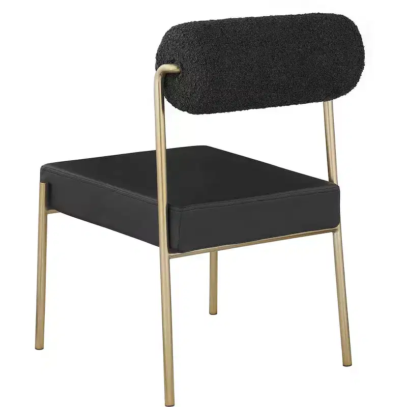 Meridian Furniture,Carly Vegan Leather Seat / Boucle Fabric Back Dining Chair, Set of 2