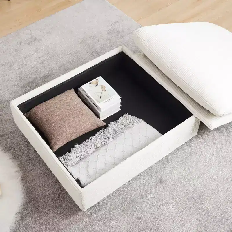 Ultimate Comfort: Corduroy L-Shape Sofa with Storage and 3 Plush Pillows