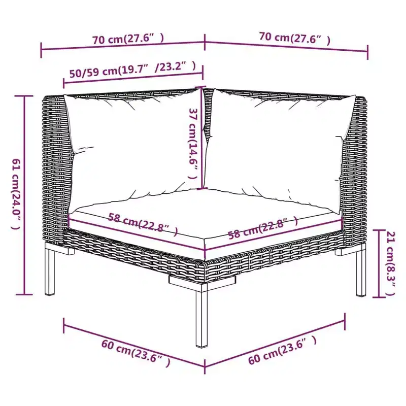 vidaXL Garden Lounge Set Dark Grey Poly Rattan Large Modular