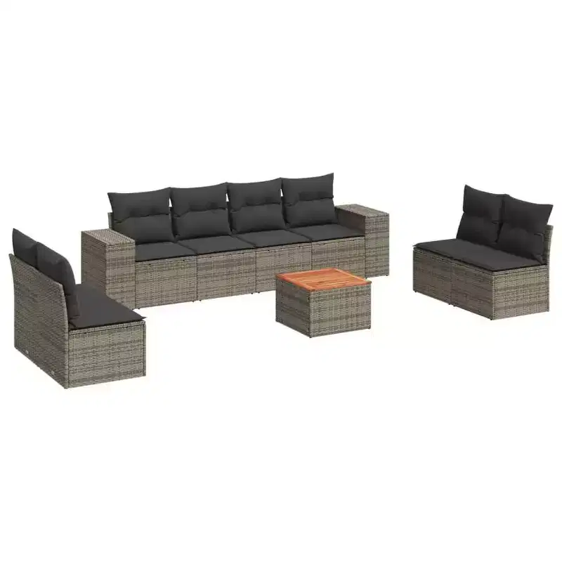 vidaXL 9 Piece Patio Sofa Set with Cushions Poly Rattan